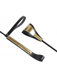 Черно-золотистый стек с хлопушкой из кожи - 62 см. - Sitabella - купить с доставкой в Шахтах