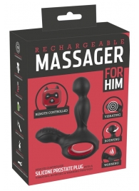Черный вибромассажер простаты с нагревом и ротацией Prostate Plug - 14,5 см. - Orion - в Шахтах купить с доставкой