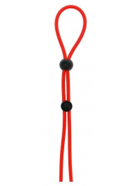Красное лассо на пенис с двумя бусинами STRETCHY LASSO CAGE - Dream Toys - в Шахтах купить с доставкой