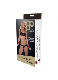 Красно-чёрные наручники на металлической цепочке - Blush Novelties - купить с доставкой в Шахтах