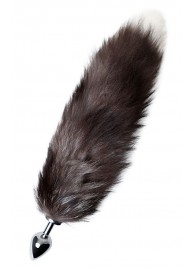 Серебристая металлическая анальная втулка с хвостом чернобурой лисы - размер S - ToyFa - купить с доставкой в Шахтах