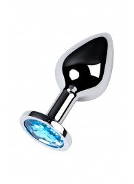 Серебристая конусовидная анальная пробка с голубым кристаллом - 8 см. - ToyFa - купить с доставкой в Шахтах