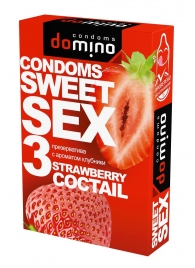 Презервативы для орального секса DOMINO Sweet Sex с ароматом клубничного коктейля  - 3 шт. - Domino - купить с доставкой в Шахтах
