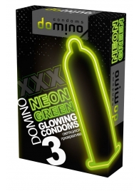 Презервативы DOMINO Neon Green со светящимся в темноте кончиком - 3 шт. - Domino - купить с доставкой в Шахтах