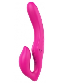 Ярко-розовый безремневой страпон REMOTE DOUBLE DIPPER - 22 см. - Dream Toys - купить с доставкой в Шахтах