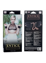 Черные мягкие наручники Entice French Cuffs с цепью - California Exotic Novelties - купить с доставкой в Шахтах