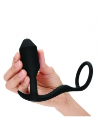 Черное эрекционное кольцо с анальным плагом Snug   Tug - b-Vibe - в Шахтах купить с доставкой
