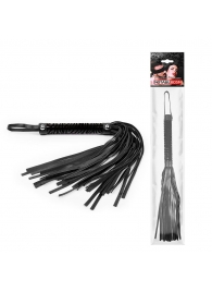 Черная гладкая плеть-флоггер с ручкой - 40 см. - Notabu - купить с доставкой в Шахтах