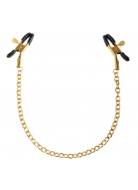 Чёрные с золотом зажимы на соски Gold Chain Nipple Clamps - Pipedream - купить с доставкой в Шахтах