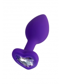 Фиолетовая анальная втулка Diamond Heart с прозрачным кристаллом - 7 см. - ToyFa - купить с доставкой в Шахтах