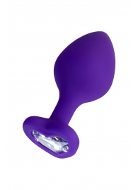 Фиолетовая анальная втулка Diamond Heart с прозрачным кристаллом - 8 см. - ToyFa - купить с доставкой в Шахтах