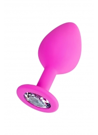 Розовая анальная втулка Brilliant с прозрачным кристаллом - 8 см. - ToyFa - купить с доставкой в Шахтах