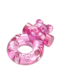 Розовое эрекционное виброкольцо на пенис Pink Bear - Baile - в Шахтах купить с доставкой