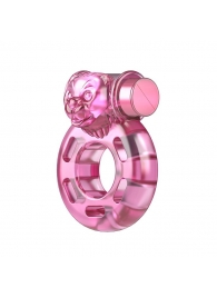 Розовое эрекционное кольцо с вибрацией Pink Bear - Baile - в Шахтах купить с доставкой