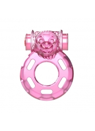 Розовое эрекционное кольцо с вибрацией Pink Bear - Baile - в Шахтах купить с доставкой