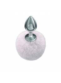 Серебристая анальная пробка с белым пушистым хвостиком Twinkle - Lola Games - купить с доставкой в Шахтах