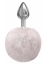 Серебристая анальная пробка с белым пушистым хвостиком Twinkle - Lola Games - купить с доставкой в Шахтах