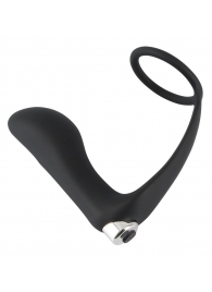 Черное эрекционное кольцо с анальной вибропробкой Vibrating Ring   Plug - Orion - в Шахтах купить с доставкой