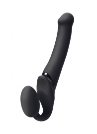 Черный безремневой вибрострапон Silicone Bendable Strap-On M - Strap-on-me - купить с доставкой в Шахтах