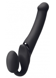 Черный безремневой вибрострапон Silicone Bendable Strap-On M - Strap-on-me - купить с доставкой в Шахтах
