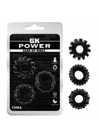 Набор из 3 черных эрекционных колец Gear Up Rings - Chisa - в Шахтах купить с доставкой