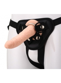Телесный страпон на черных трусиках STRAP ON REAL DILDO - 20 см. - Dream Toys - купить с доставкой в Шахтах