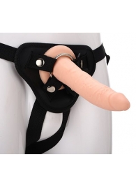 Телесный страпон на черных трусиках STRAP ON REAL DILDO - 20 см. - Dream Toys - купить с доставкой в Шахтах