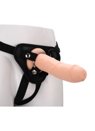 Черные трусики с телесной насадкой STRAP ON REAL DILDO - 21 см. - Dream Toys - купить с доставкой в Шахтах