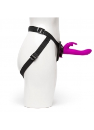 Лиловый страпон Rechargeable Vibrating Strap-On Harness Set - 17,6 см. - Happy Rabbit - купить с доставкой в Шахтах