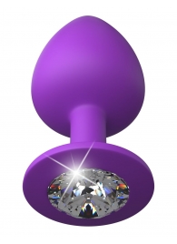 Фиолетовая анальная пробка со стразом Her Little Gem Large Plug - 9,5 см. - Pipedream - купить с доставкой в Шахтах