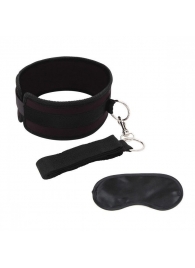 Черный ошейник с длинным поводком Collar and Leash Set - Lux Fetish - купить с доставкой в Шахтах