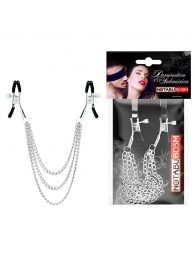 Оригинальные зажимы на соски с тройной цепочкой - Notabu - купить с доставкой в Шахтах