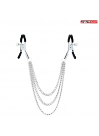 Оригинальные зажимы на соски с тройной цепочкой - Notabu - купить с доставкой в Шахтах