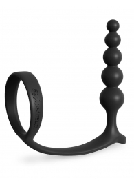 Черная анальная цепочка с эрекционным кольцом Ass-gasm Cockring Anal Beads - Pipedream - в Шахтах купить с доставкой