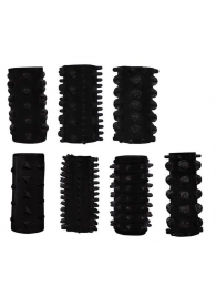 Набор из 7 черных насадок PENIS SLEEVES SET - Dream Toys - в Шахтах купить с доставкой