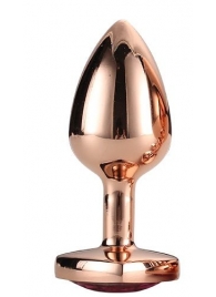 Золотистая анальная втулка с кристаллом-сердечком розового цвета - 7,1 см. - Dream Toys - купить с доставкой в Шахтах