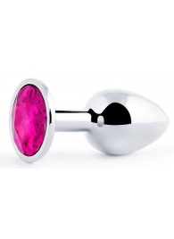 Серебристая анальная пробка с малиновым кристаллом - 7,2 см. - Anal Jewelry Plug - купить с доставкой в Шахтах