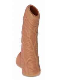 Телесная открытая насадка-реалистик с подхватом мошонки Nude Sleeve L - 14 см. - KOKOS - в Шахтах купить с доставкой