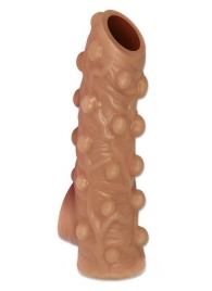 Телесная насадка с бугорками и открытой головкой Nude Sleeve L - 14 см. - KOKOS - в Шахтах купить с доставкой