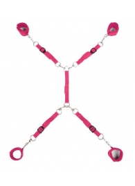 Ярко-розовый набор фиксаций на кровати Classic Bed Spreader - Lux Fetish - купить с доставкой в Шахтах