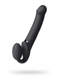 Черный безремневой вибрострапон Vibrating Bendable Strap-On L - Strap-on-me - купить с доставкой в Шахтах