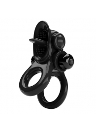 Черное эрекционное кольцо с подхватом мошонки и стимулятором клитора Passionate Ring - Baile - в Шахтах купить с доставкой