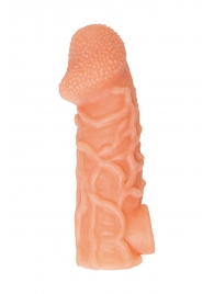 Телесная закрытая насадка с венками Cock Sleeve Size L - 17,6 см. - KOKOS - в Шахтах купить с доставкой