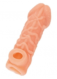 Телесная закрытая насадка с венками Cock Sleeve Size L - 17,6 см. - KOKOS - в Шахтах купить с доставкой