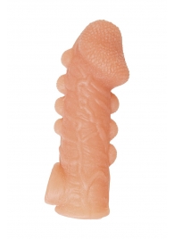 Телесная закрытая насадка с шишечками Cock Sleeve Size L - 17,6 см. - KOKOS - в Шахтах купить с доставкой