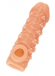 Телесная закрытая насадка с пучками шишечек Cock Sleeve Size L - 17,6 см. - KOKOS - в Шахтах купить с доставкой