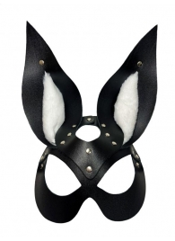 Черная маска зайки с белым мехом на ушках Miss Bunny - БДСМ Арсенал - купить с доставкой в Шахтах