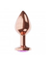 Пробка цвета розового золота с фиолетовым кристаллом Diamond Amethyst Shine S - 7,2 см. - Lola Games - купить с доставкой в Шахтах