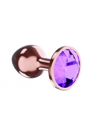 Пробка цвета розового золота с фиолетовым кристаллом Diamond Amethyst Shine L - 8,3 см. - Lola Games - купить с доставкой в Шахтах