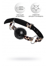 Черный кляп-шар на леопардовых ремешках Anonymo - ToyFa - купить с доставкой в Шахтах